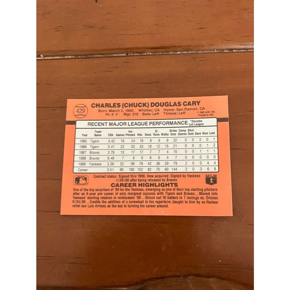 1990 Donruss New York Yankees Baseball Card Trading Card